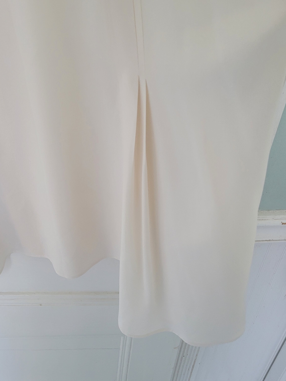 Eskandar Silk Swing Blouse Size 0 ( 4-6) Ivory Oversized Pleated Back Minimalist - Picture 4 of 11